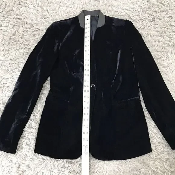 Elie Tahari‎ Womens Tori Black Velvet One-Button Blazer Jacket 2
